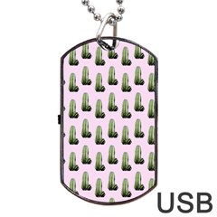 Cactus Pink Pattern Dog Tag Usb Flash (two Sides) by snowwhitegirl