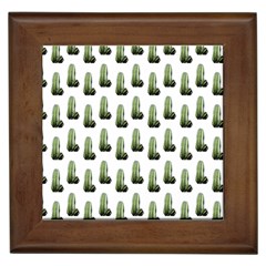 Cactus White Pattern Framed Tiles by snowwhitegirl