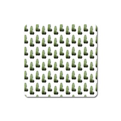 Cactus White Pattern Square Magnet