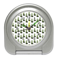 Cactus White Pattern Travel Alarm Clock