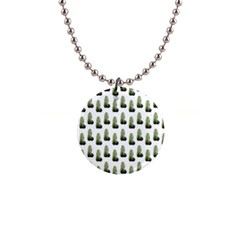 Cactus White Pattern 1  Button Necklace by snowwhitegirl