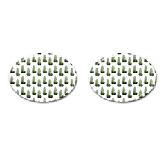 Cactus White Pattern Cufflinks (oval)