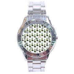 Cactus White Pattern Stainless Steel Analogue Watch by snowwhitegirl