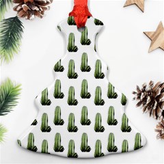 Cactus White Pattern Christmas Tree Ornament (two Sides) by snowwhitegirl