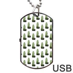 Cactus White Pattern Dog Tag Usb Flash (two Sides) by snowwhitegirl