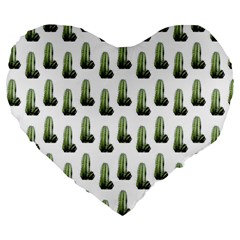 Cactus White Pattern Large 19  Premium Flano Heart Shape Cushions by snowwhitegirl