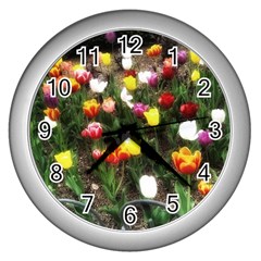 Tulips  Wall Clock (silver) by Riverwoman