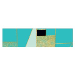 Turquoise,black And Gold Satin Scarf (oblong)