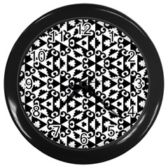 Geometric Tile Background Wall Clock (black) by Bajindul