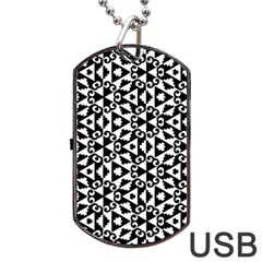 Geometric Tile Background Dog Tag Usb Flash (one Side) by Bajindul