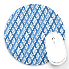 Geometric Overlay Blue Round Mousepads by Bajindul