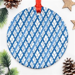 Geometric Overlay Blue Ornament (round) by Bajindul