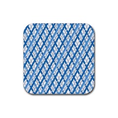 Geometric Overlay Blue Rubber Coaster (square)  by Bajindul