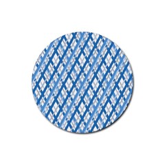 Geometric Overlay Blue Rubber Round Coaster (4 Pack)  by Bajindul