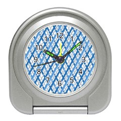 Geometric Overlay Blue Travel Alarm Clock by Bajindul