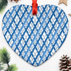 Geometric Overlay Blue Heart Ornament (two Sides) by Bajindul