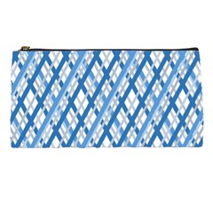 Geometric Overlay Blue Pencil Cases by Bajindul