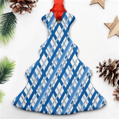 Geometric Overlay Blue Christmas Tree Ornament (two Sides) by Bajindul