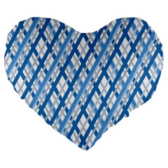 Geometric Overlay Blue Large 19  Premium Heart Shape Cushions by Bajindul