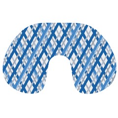 Geometric Overlay Blue Travel Neck Pillow by Bajindul