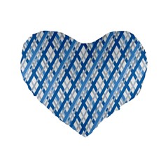 Geometric Overlay Blue Standard 16  Premium Flano Heart Shape Cushions by Bajindul