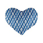 Geometric Overlay Blue Standard 16  Premium Flano Heart Shape Cushions Front