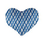 Geometric Overlay Blue Standard 16  Premium Flano Heart Shape Cushions Back