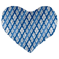 Geometric Overlay Blue Large 19  Premium Flano Heart Shape Cushions by Bajindul