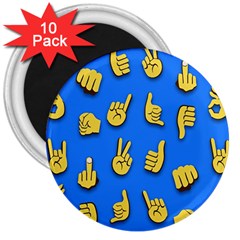 Emojis Hands Fingers 3  Magnets (10 Pack)  by Bajindul