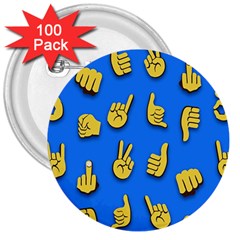 Emojis Hands Fingers 3  Buttons (100 Pack)  by Bajindul