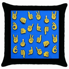 Emojis Hands Fingers Throw Pillow Case (black) by Bajindul