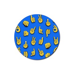 Emojis Hands Fingers Rubber Round Coaster (4 Pack)  by Bajindul