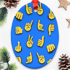 Emojis Hands Fingers Oval Ornament (two Sides) by Bajindul