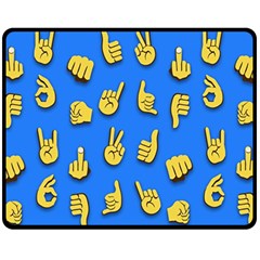 Emojis Hands Fingers Double Sided Fleece Blanket (medium)  by Bajindul