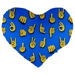 Emojis Hands Fingers Large 19  Premium Flano Heart Shape Cushions Front