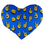 Emojis Hands Fingers Large 19  Premium Flano Heart Shape Cushions Back