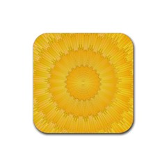 Wave Lines Yellow Rubber Coaster (square)  by HermanTelo