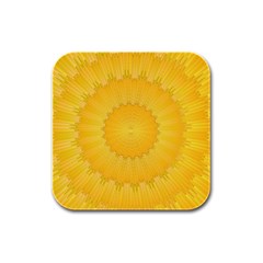 Wave Lines Yellow Rubber Square Coaster (4 Pack)  by HermanTelo