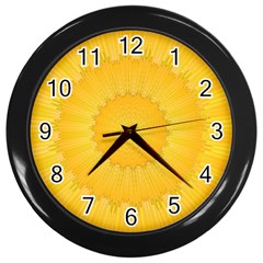 Wave Lines Yellow Wall Clock (black) by HermanTelo