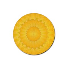 Wave Lines Yellow Rubber Round Coaster (4 Pack)  by HermanTelo