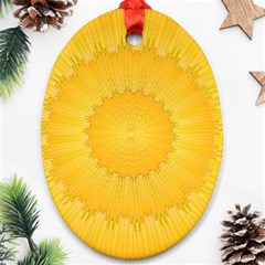 Wave Lines Yellow Oval Ornament (two Sides)