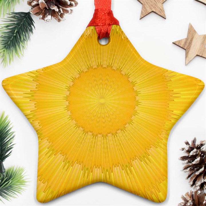 Wave Lines Yellow Star Ornament (Two Sides)