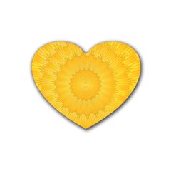 Wave Lines Yellow Rubber Coaster (heart)  by HermanTelo