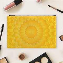 Wave Lines Yellow Cosmetic Bag (large) by HermanTelo