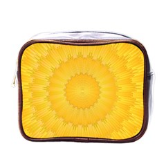 Wave Lines Yellow Mini Toiletries Bag (one Side)