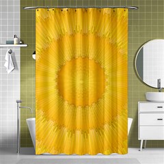 Wave Lines Yellow Shower Curtain 48  X 72  (small)  by HermanTelo