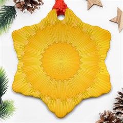 Wave Lines Yellow Snowflake Ornament (two Sides) by HermanTelo