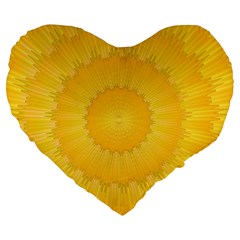 Wave Lines Yellow Large 19  Premium Flano Heart Shape Cushions