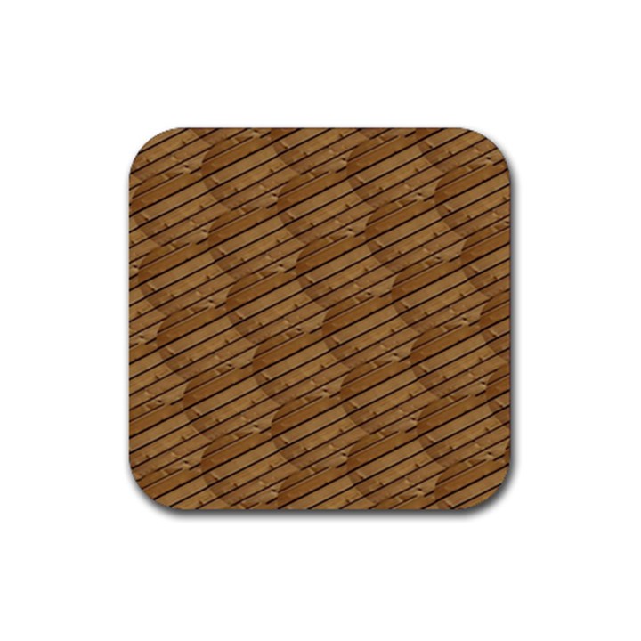 Wood Texture Wooden Rubber Coaster (Square) 