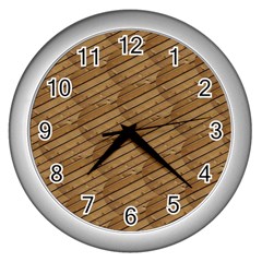 Wood Texture Wooden Wall Clock (silver)